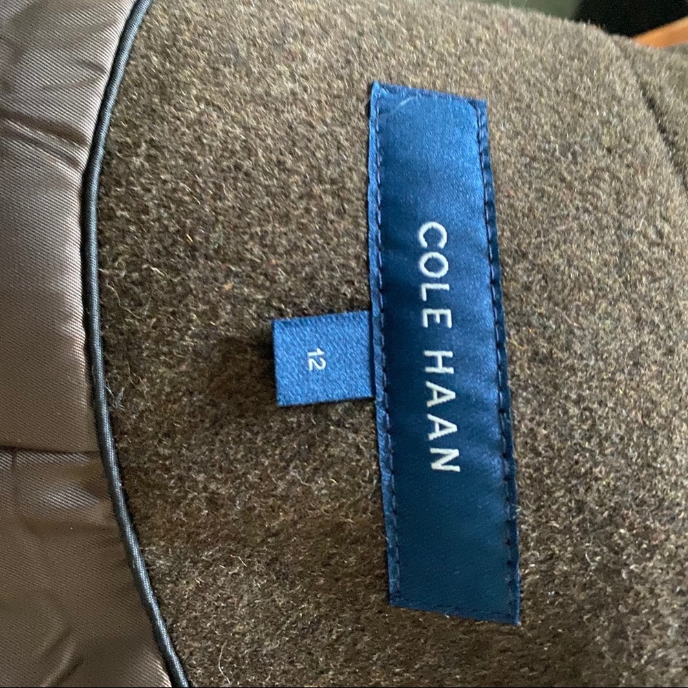 NWOT Cole Haan Wool Blend Cape Zip Jacket Brown Winter Coat 12 - Picture 7 of 8